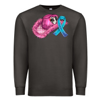 Smoke cowboy hat and cancer ribbon Premium Sweatshirt - AdoDesignShop