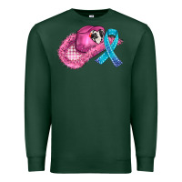 Sports Green cowboy hat and cancer ribbon Premium Sweatshirt - AdoDesignShop