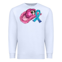 White cowboy hat and cancer ribbon Premium Sweatshirt - AdoDesignShop