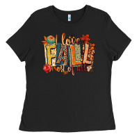 Black i love fall most of all Ladies Tee - CowGirlArtShop