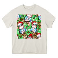 Cream Christmas cute hippo sitting Heavy Core Tee - NancyCooperArtShop