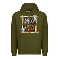 Army Green baseball mama Premium Hoodie - CowhideDigitalArt