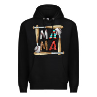 Black baseball mama Premium Hoodie - CowhideDigitalArt
