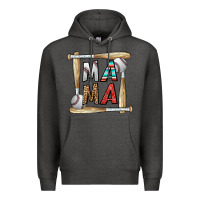 Charcoal Heather baseball mama Premium Hoodie - CowhideDigitalArt