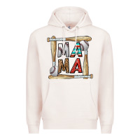 Pale Pink baseball mama Premium Hoodie - CowhideDigitalArt