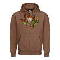 Chestnut bull skull texas map western Zipper Hoodie - BarkalooDesign