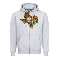 Heather Grey bull skull texas map western Zipper Hoodie - BarkalooDesign