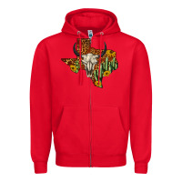 Red bull skull texas map western Zipper Hoodie - BarkalooDesign