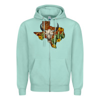 Bull Skull Texas Map Western Zipper Hoodie | Teevron