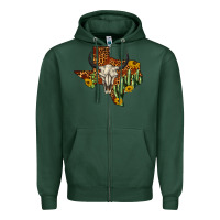 Sports Green bull skull texas map western Zipper Hoodie - BarkalooDesign