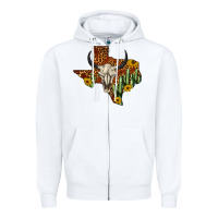 White bull skull texas map western Zipper Hoodie - BarkalooDesign