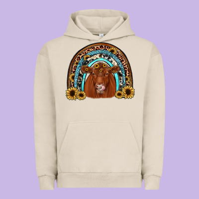 Red Angus Rainbow Urban Hoodie Designed By Jahusdesignshop