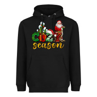 Black cozy season with santa christmas tree cactus and gift Heavyweight Hoodie - AdoDesignShop