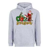 Heather Grey cozy season with santa christmas tree cactus and gift Heavyweight Hoodie - AdoDesignShop