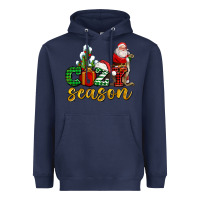 Navy cozy season with santa christmas tree cactus and gift Heavyweight Hoodie - AdoDesignShop