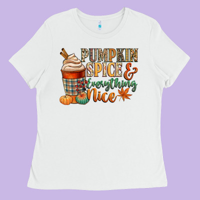 Pumpkin Spice And Everything Nice Ladies Tee Designed By Cowgirlartshop