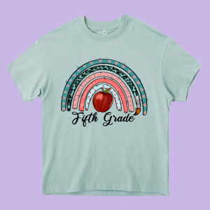 Fifth Grade Rainbow Heavy Core Tee Designed By Ranaportraitstore