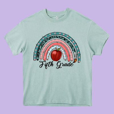 Fifth Grade Rainbow Heavy Core Tee Designed By Ranaportraitstore