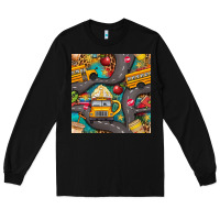 Black school bus coffee and star with leopard seamless pattern bbs Long Sleeve Tee - BundleAndBundleShop