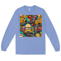 Colony Blue school bus coffee and star with leopard seamless pattern bbs Long Sleeve Tee - BundleAndBundleShop