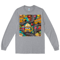 Heather Grey school bus coffee and star with leopard seamless pattern bbs Long Sleeve Tee - BundleAndBundleShop