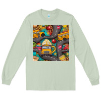 Matcha school bus coffee and star with leopard seamless pattern bbs Long Sleeve Tee - BundleAndBundleShop