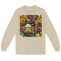 Mushroom school bus coffee and star with leopard seamless pattern bbs Long Sleeve Tee - BundleAndBundleShop