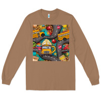Toasted Coconut school bus coffee and star with leopard seamless pattern bbs Long Sleeve Tee - BundleAndBundleShop