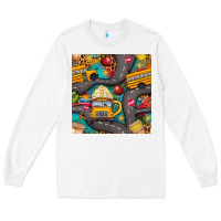 White school bus coffee and star with leopard seamless pattern bbs Long Sleeve Tee - BundleAndBundleShop