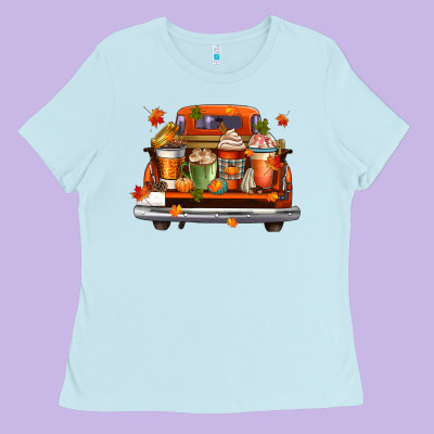 Coffee Cups Truck Ladies Tee Designed By Cowgirlartshop