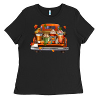 Black coffee cups truck Ladies Tee - CowGirlArtShop