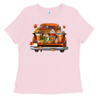 Bubblegum Pink coffee cups truck Ladies Tee - CowGirlArtShop