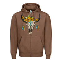 Chestnut bull skull western Zipper Hoodie - BarkalooDesign