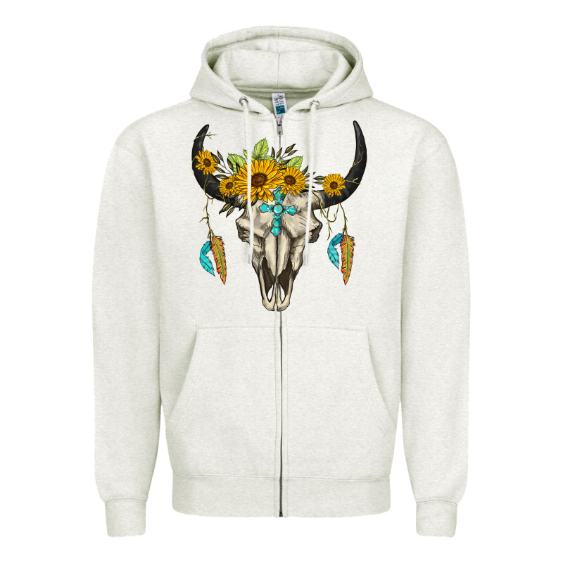 Bull Skull Western Zipper Hoodie by BarkalooDesign | Teevron