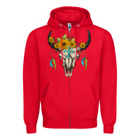 Red bull skull western Zipper Hoodie - BarkalooDesign
