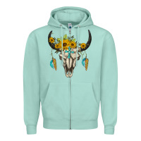Seafoam bull skull western Zipper Hoodie - BarkalooDesign