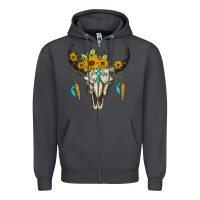 Smoke bull skull western Zipper Hoodie - BarkalooDesign