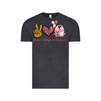 Vintage Black Peace Love Valentines Gnomes Vintage Tee - Jasminsmagicworld