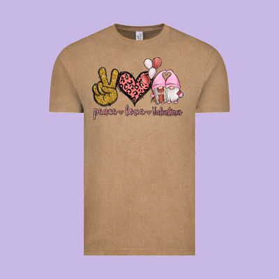 Peace Love Valentines Gnomes Vintage Tee Designed By Jasminsmagicworld
