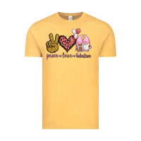 Vintage Mustard Peace Love Valentines Gnomes Vintage Tee - Jasminsmagicworld