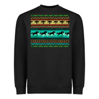 Black turquoise horse and bullskull aztec  pattern Heavyweight Sweatshirt - BarkalooDesign