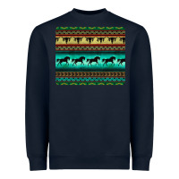 Navy turquoise horse and bullskull aztec  pattern Heavyweight Sweatshirt - BarkalooDesign