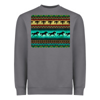 Storm turquoise horse and bullskull aztec  pattern Heavyweight Sweatshirt - BarkalooDesign