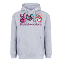 Heather Grey peace love nurse Heavyweight Hoodie - AdoDesignShop