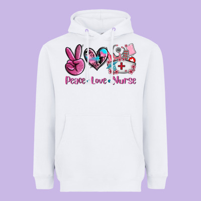 Peace Love Nurse Heavyweight Hoodie Designed By Adodesignshop