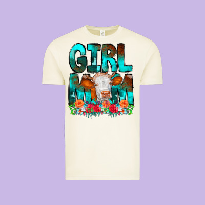 Girl Mom Cow Flowers Vintage Tee Designed By Cowcowdesign