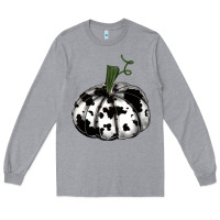 Heather Grey watercolor cowhide halloween pumpkin Long Sleeve Tee - RanaPortraitStore