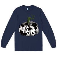 Navy watercolor cowhide halloween pumpkin Long Sleeve Tee - RanaPortraitStore
