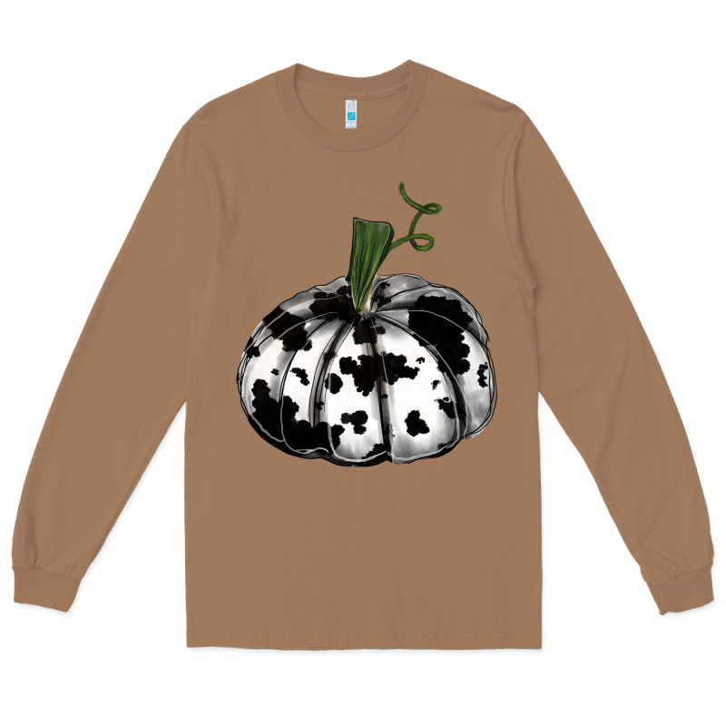 Watercolor Cowhide Halloween Pumpkin Long Sleeve Tee by RanaPortraitStore | Teevron