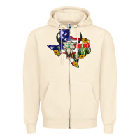 Sandshell bull skull texas map american playng Zipper Hoodie - BarkalooDesign